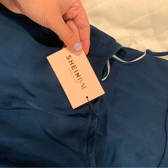 Blue Silk Midi Dress 🦋 - Picture 5 of 5